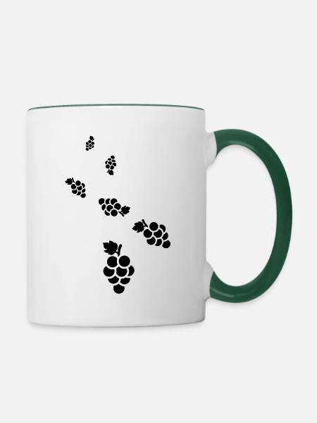 weintrauben - Tasse zweifarbig - Weiß/Dunkelgrün
