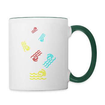 Icône d’onde - Mug contrasté - blanc/vert foncé - Droite