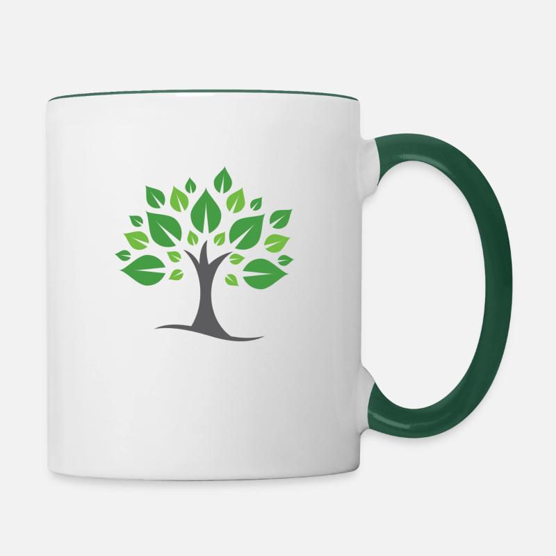 Cura Projekt Baum einzeln - Tasse zweifarbig - Weiß/Dunkelgrün