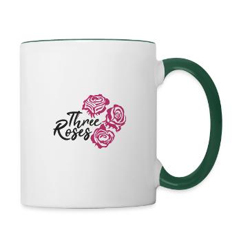 Three Pink Roses The Rosy Roses - Contrasting Mug - white/dark green - Right
