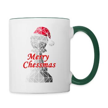 Christmas chess pawn with Santa hat - Contrasting Mug - white/dark green - Right