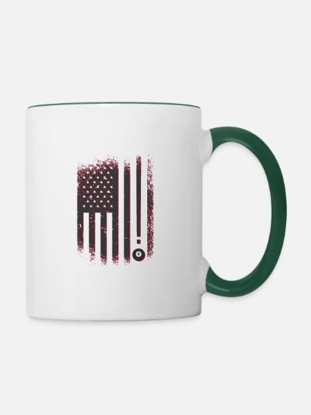 Billard Amerika Flagge - Tasse zweifarbig - Weiß/Dunkelgrün