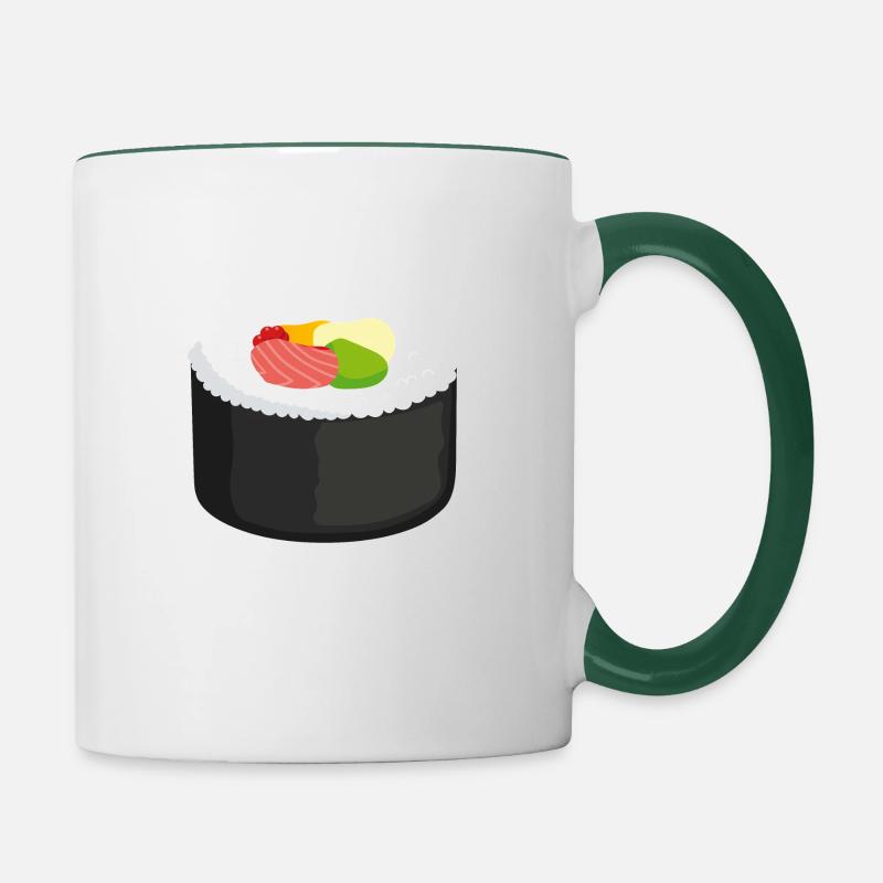 Sushi Maki Sushi - Mug contrasté - blanc/vert foncé