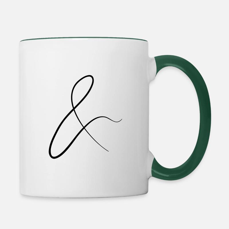 and characters in cursive script - Contrasting Mug - white/dark green
