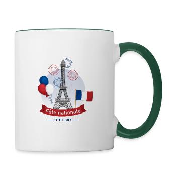 Fete Nationale day14th July French flag - Tasse zweifarbig - Weiß/Dunkelgrün - Rechts