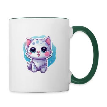 "Space Kitty: Floatastic & Adorable!" - Contrasting Mug - white/dark green - Right