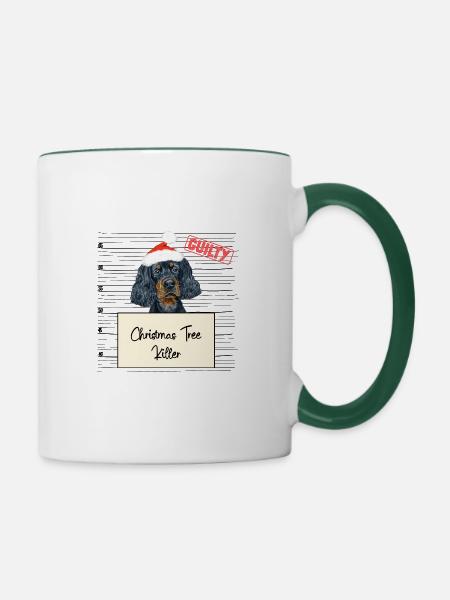 Weihnachtsbaum Umschubser Gordon Setter - Tasse zweifarbig - Weiß/Dunkelgrün