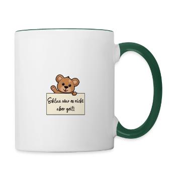 Bär lustiger Spruch humor Gefängnisbild - Tasse zweifarbig - Weiß/Dunkelgrün - Rechts
