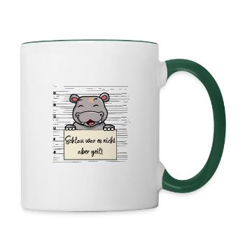 Nilpferd lustiger Spruch humor Gefängnisbild - Tasse zweifarbig - Weiß/Dunkelgrün - Rechts