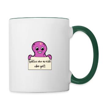 Oktopus lustiger Spruch humor Gefängnisbild - Tasse zweifarbig - Weiß/Dunkelgrün - Rechts