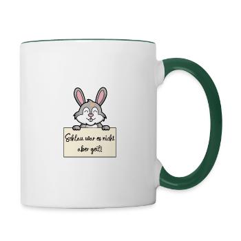 Hase lustiger Spruch humor Gefängnisbild - Tasse zweifarbig - Weiß/Dunkelgrün - Rechts