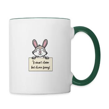 Hase lustiger Spruch humor Gefängnisbild - Tasse zweifarbig - Weiß/Dunkelgrün - Rechts