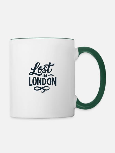 Lost in London - Tasse zweifarbig - Weiß/Dunkelgrün