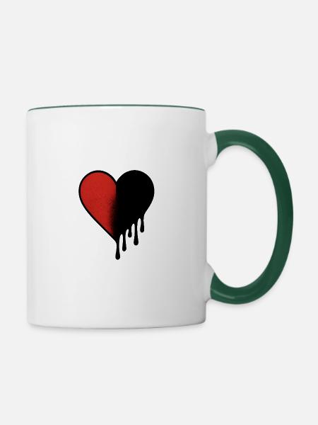 Doppelherz - Tasse zweifarbig - Weiß/Dunkelgrün