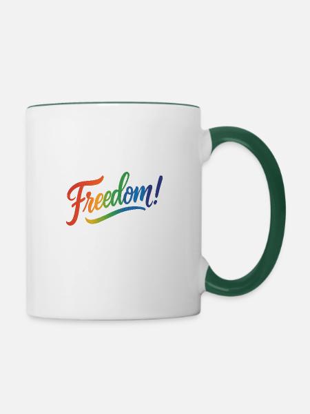 Freedom - Tasse zweifarbig - Weiß/Dunkelgrün