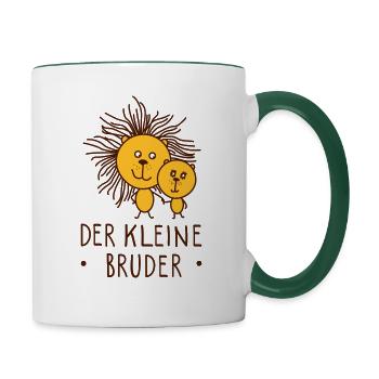 Der kleine Bruder Löwe - Tasse zweifarbig - Weiß/Dunkelgrün - Rechts