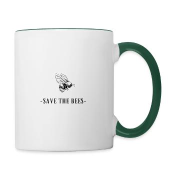 Rette die Bienen - Tasse zweifarbig - Weiß/Dunkelgrün - Rechts