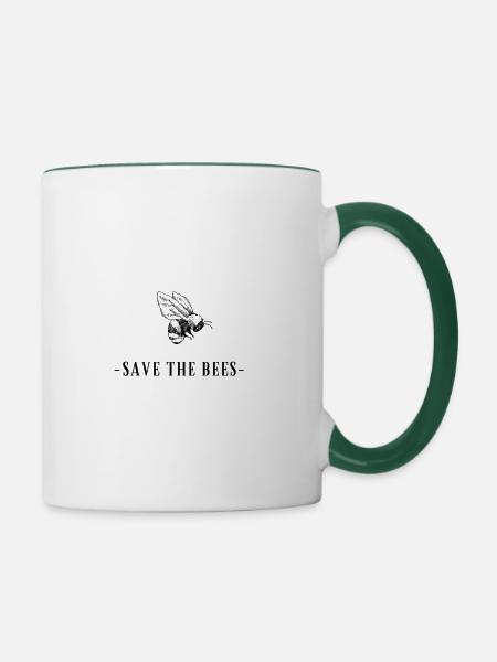 Rette die Bienen - Tasse zweifarbig - Weiß/Dunkelgrün