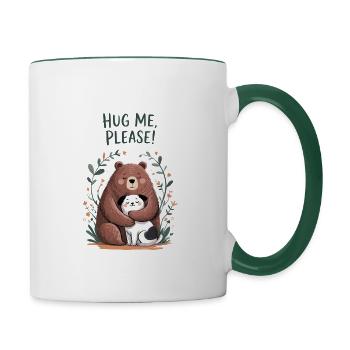 Hug me! Bear & Dog in Friendship - Contrasting Mug - white/dark green - Right