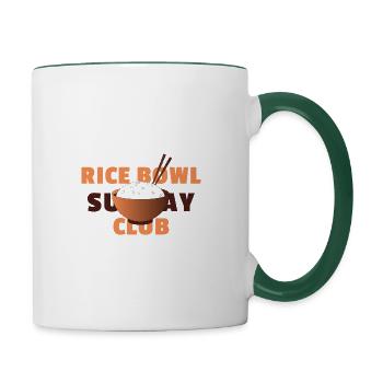 Rice Bowl Sunday Club - Japanische Reisgerichte - Tasse zweifarbig - Weiß/Dunkelgrün - Rechts