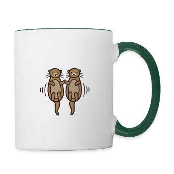 I Love You Like No Otter Partnerschaft Beziehung - Tasse zweifarbig - Weiß/Dunkelgrün - Rechts