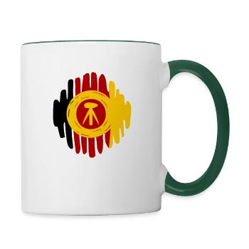 NVA Landstreitkräfte Kokarde gemalt - Tasse zweifarbig - Weiß/Dunkelgrün - Rechts