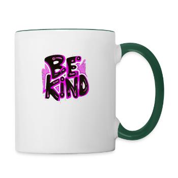 Be Kind. - Tasse zweifarbig - Weiß/Dunkelgrün - Rechts