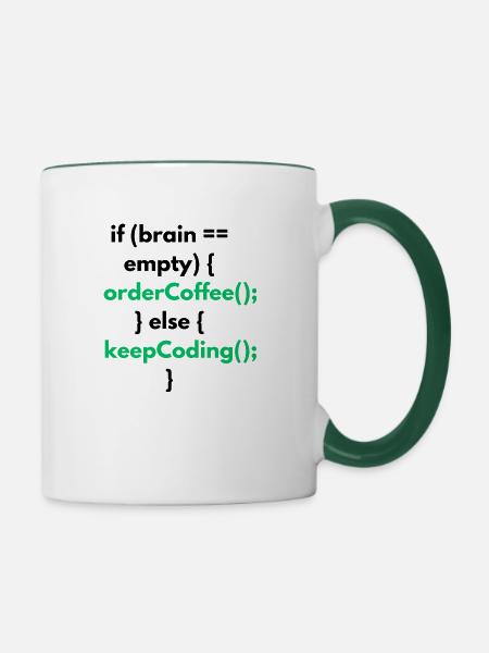 Kaffe - Tasse zweifarbig - Weiß/Dunkelgrün