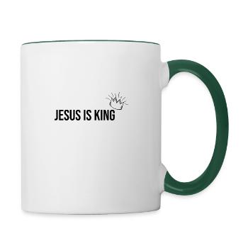 Jésus est roi Bible Dieu idée cadeau chrétien - Mug contrasté - blanc/vert foncé - Droite