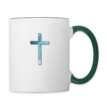 Kreuz Gott - Tasse zweifarbig - Weiß/Dunkelgrün - Rechts