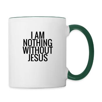 Jesus Christ God - Contrasting Mug - white/dark green - Right