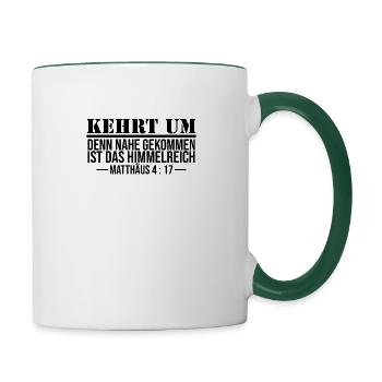 Retourne à l’Évangélisation de la Bible Jésus Chrétien - Mug contrasté - blanc/vert foncé - Droite