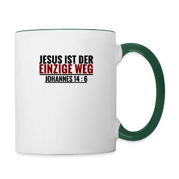 Jesus der einzige Weg Bibel Gott Christlich Kreuz - Tasse zweifarbig - Weiß/Dunkelgrün - Rechts