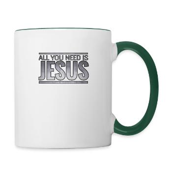 Jésus Christ - Mug contrasté - blanc/vert foncé - Droite