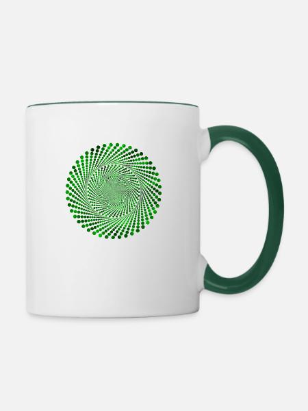 Punkte Spirale - Tasse zweifarbig - Weiß/Dunkelgrün