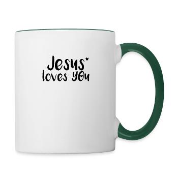 Jesus loves you - Contrasting Mug - white/dark green - Right