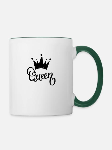 Königin - Tasse zweifarbig - Weiß/Dunkelgrün