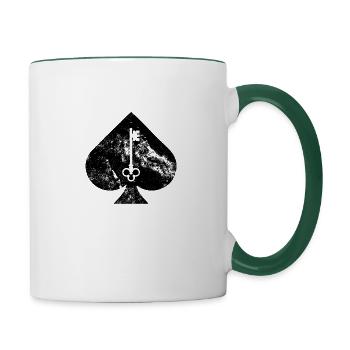 Reine de pique, porte-clés - Mug contrasté - blanc/vert foncé - Droite
