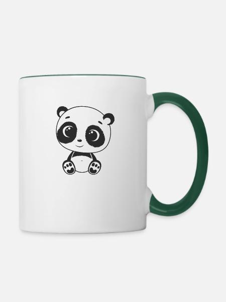 Süßer Panda - Tasse zweifarbig - Weiß/Dunkelgrün