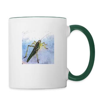 Heuschrecke - Tasse zweifarbig - Weiß/Dunkelgrün - Rechts