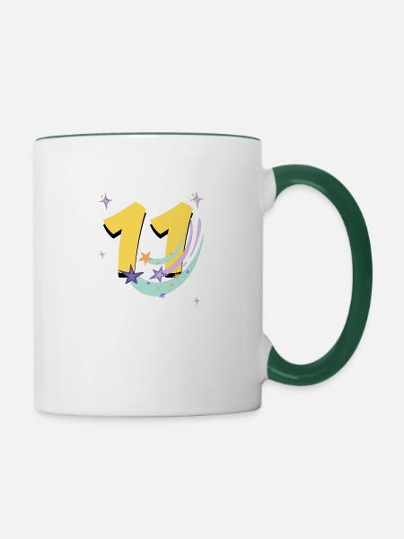 11-jähriges Jubiläum (11-jähriges Geschenk) - Tasse zweifarbig - Weiß/Dunkelgrün