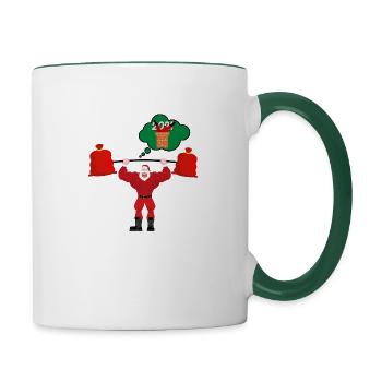 Père Noël en forme - Mug contrasté - blanc/vert foncé - Droite