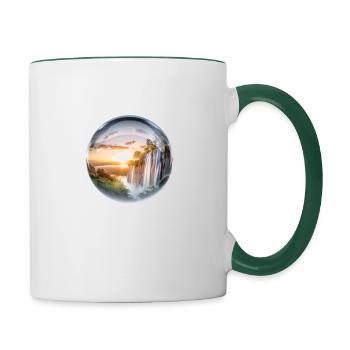 La beauté de la nature dans une boule de cristal - Mug contrasté - blanc/vert foncé - Droite