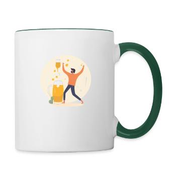 Bierbeschwörung - Für die Liebe zum Bier - Tasse zweifarbig - Weiß/Dunkelgrün - Rechts