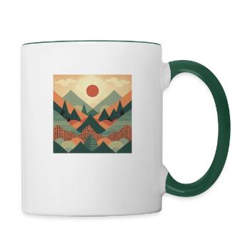 Vintage Mountain Sunset - Tasse zweifarbig - Weiß/Dunkelgrün - Rechts