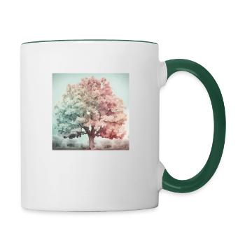 Saisons dans un arbre - Mug contrasté - blanc/vert foncé - Droite