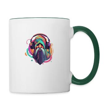 Sorcier coloré - Mug contrasté - blanc/vert foncé - Droite