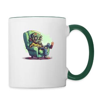 Zombie Relaxation: Une pause de l’apocalypse - Mug contrasté - blanc/vert foncé - Droite