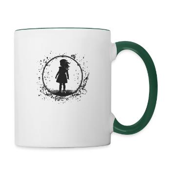 Petite fille sombre - Mug contrasté - blanc/vert foncé - Droite