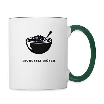 Tschüssli Müsli - Tasse zweifarbig - Weiß/Dunkelgrün - Rechts